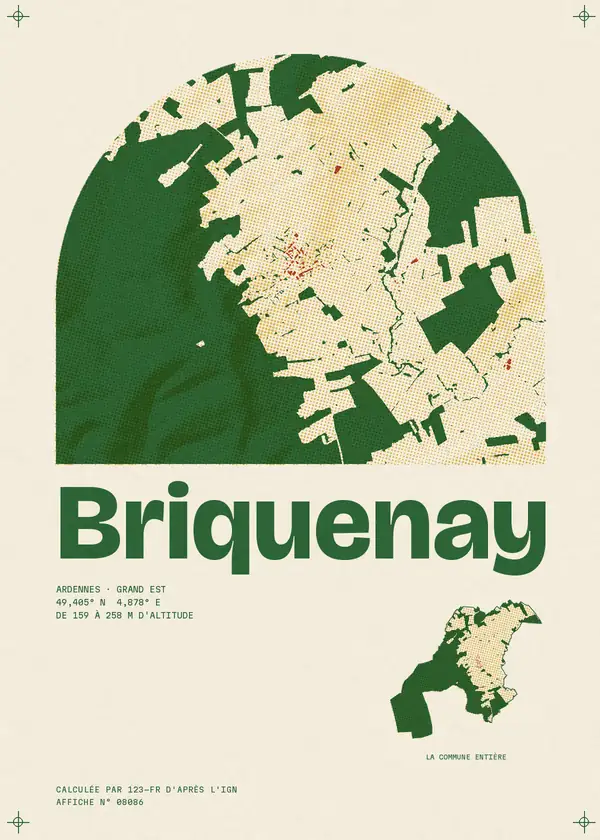 Affiche de Briquenay, calculée par 123-fr d'après l'IGN