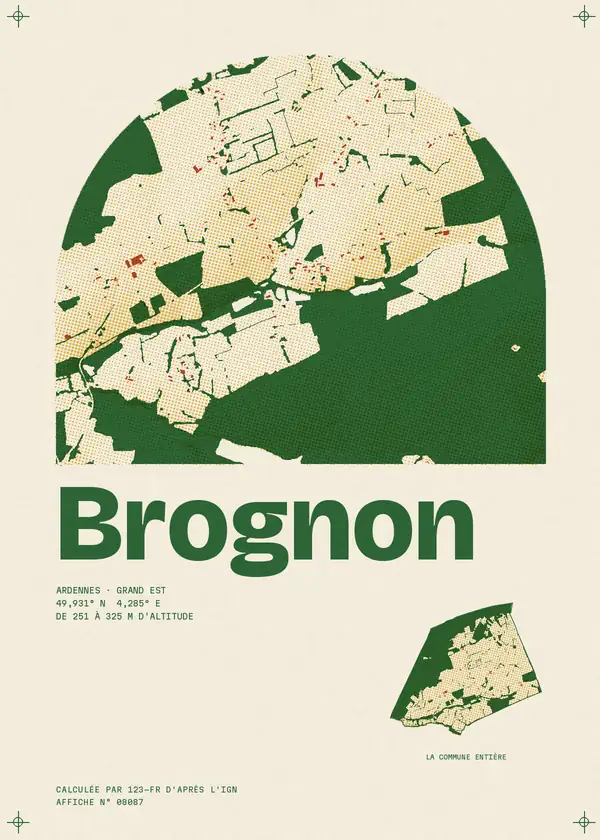 Affiche de Brognon, calculée d'après l'IGN