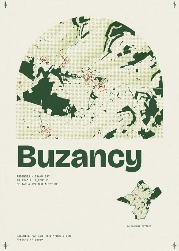 Affiche de Buzancy, calculée par 123-fr d'après l'IGN