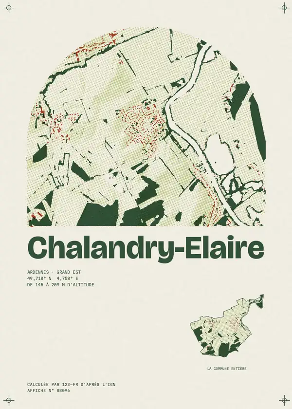 Affiche de Chalandry-Elaire, calculée par 123-fr d'après l'IGN