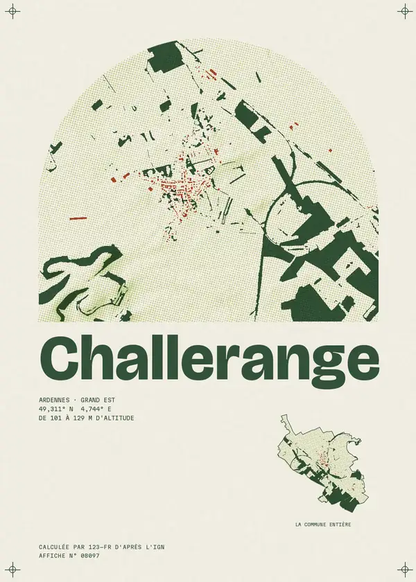 Affiche de Challerange, calculée par 123-fr d'après l'IGN
