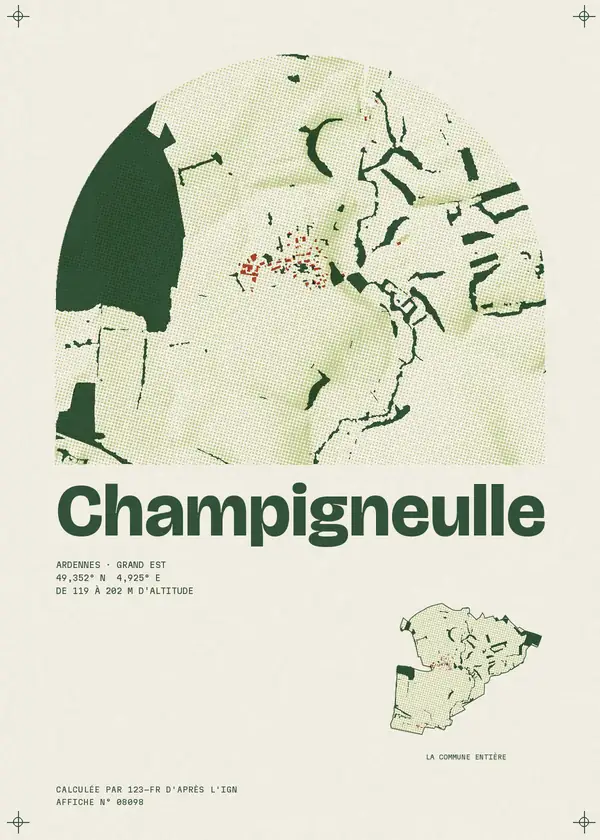 Affiche de Champigneulle, calculée par 123-fr d'après l'IGN