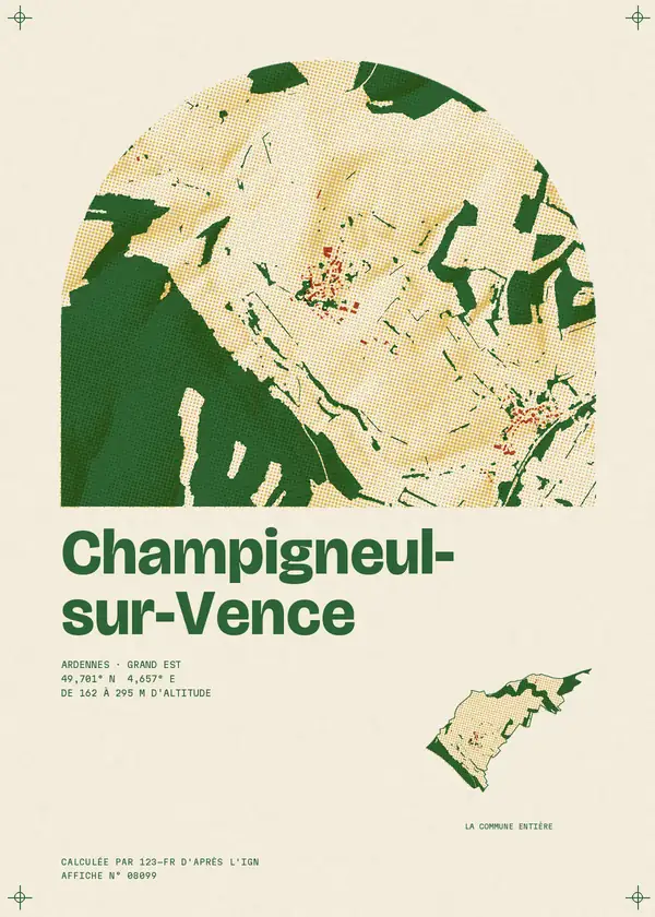 Affiche de Champigneul-sur-Vence, calculée par 123-fr d'après l'IGN