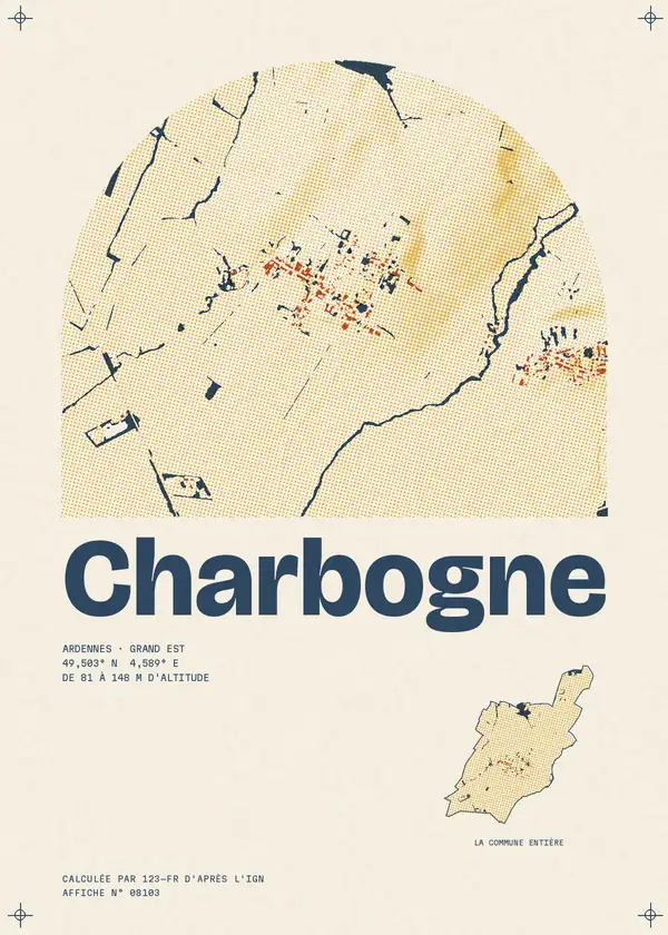 Affiche de Charbogne, calculée par 123-fr d'après l'IGN