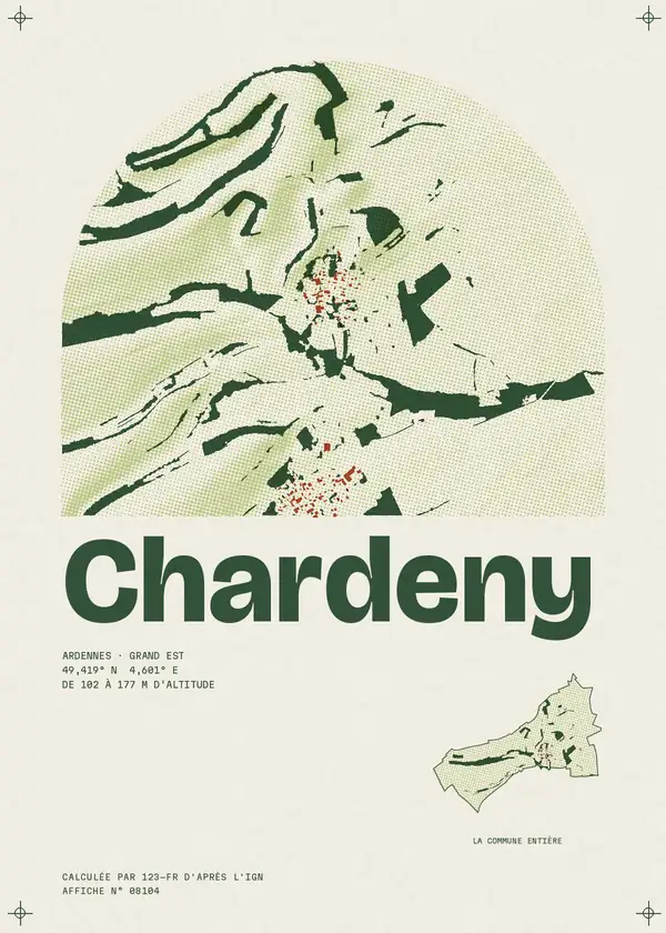Affiche de Chardeny, calculée par 123-fr d'après l'IGN