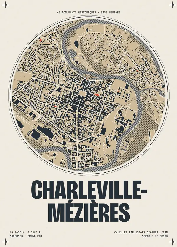 Affiche de Charleville-Mézières, calculée par 123-fr d'après l'IGN