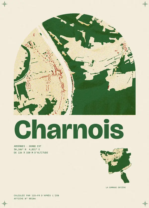 Affiche de Charnois, calculée par 123-fr d'après l'IGN