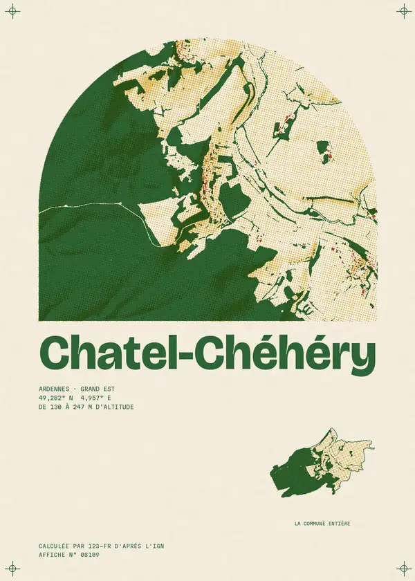 Affiche de Chatel-Chéhéry, calculée par 123-fr d'après l'IGN
