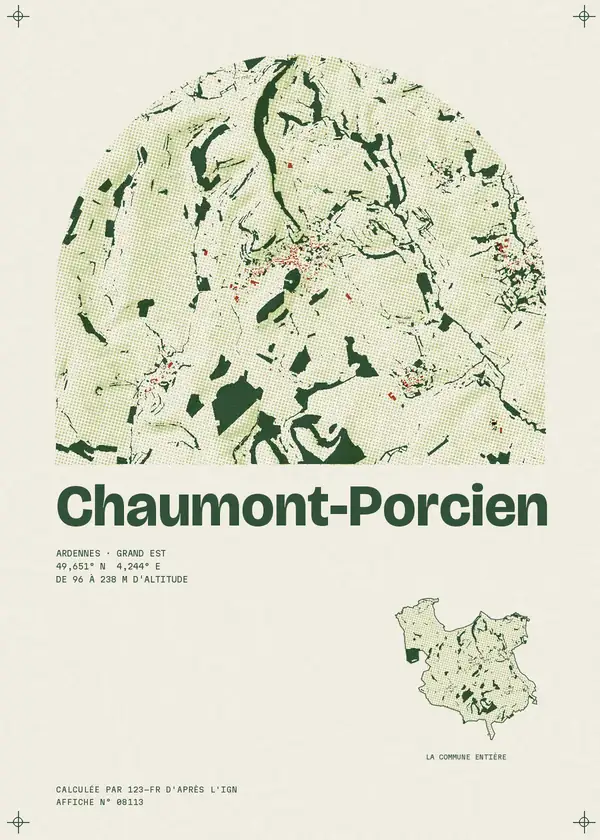 Affiche de Chaumont-Porcien, calculée par 123-fr d'après l'IGN