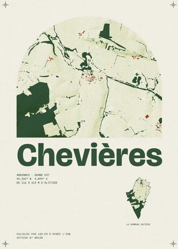 Affiche de Chevières, calculée par 123-fr d'après l'IGN