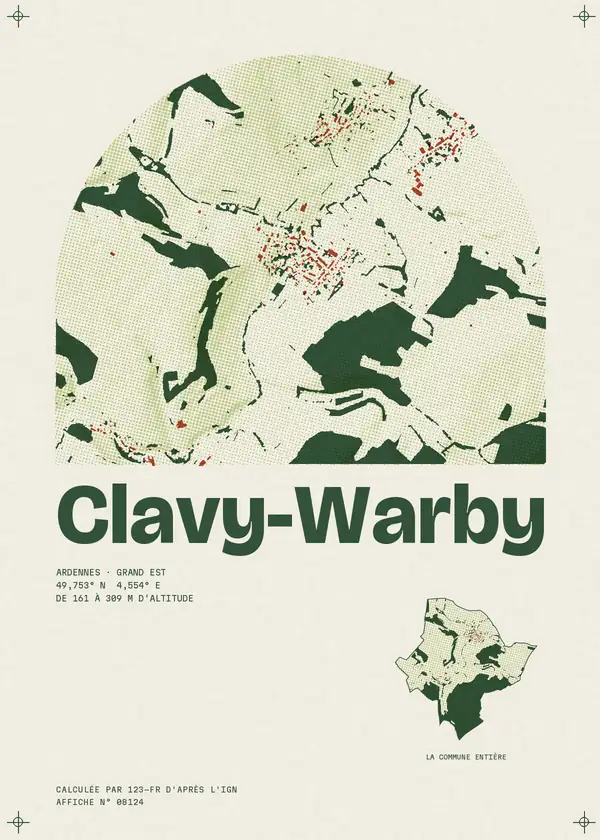 Affiche de Clavy-Warby, calculée par 123-fr d'après l'IGN