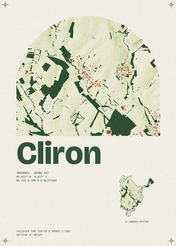 Affiche de Cliron, calculée par 123-fr d'après l'IGN
