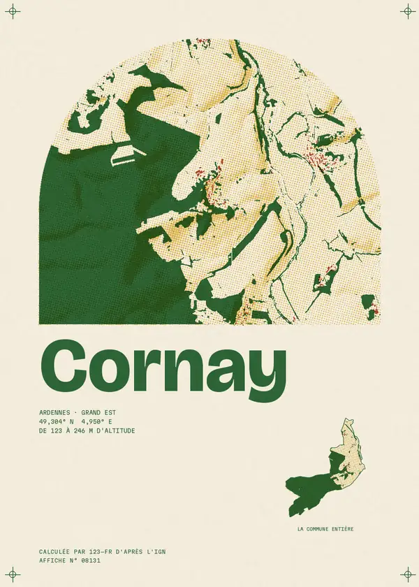 Affiche de Cornay, calculée par 123-fr d'après l'IGN