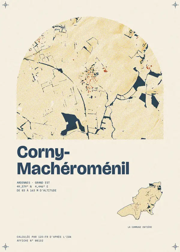 Affiche de Corny-Machéroménil, calculée par 123-fr d'après l'IGN