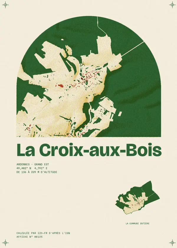 Affiche de La Croix-aux-Bois, calculée par 123-fr d'après l'IGN