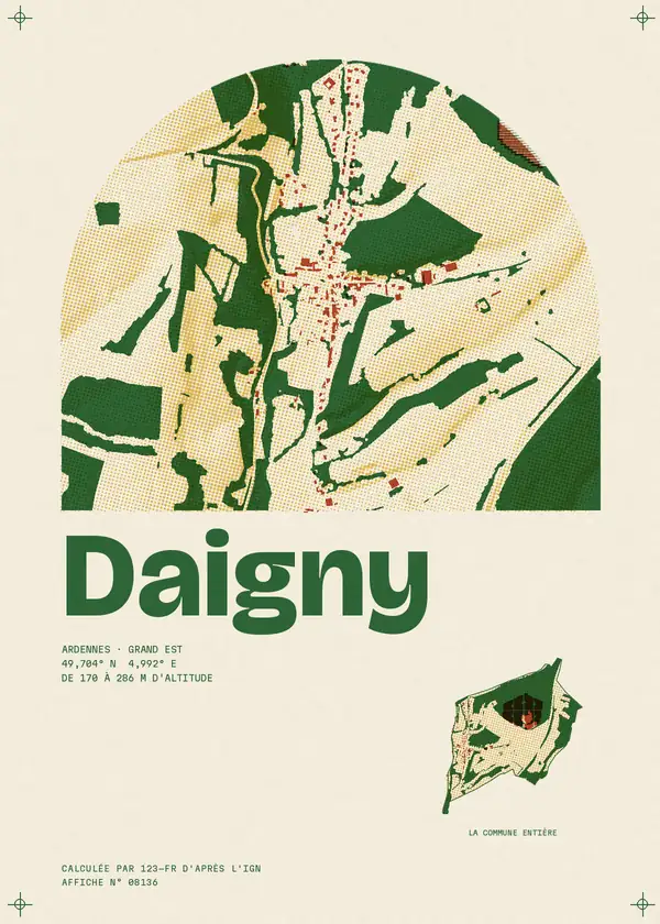 Affiche de Daigny, calculée par 123-fr d'après l'IGN