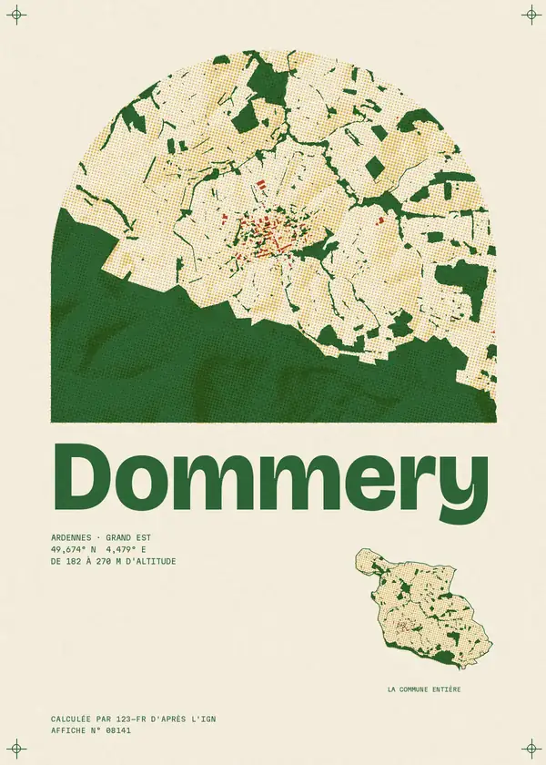 Affiche de Dommery, calculée par 123-fr d'après l'IGN