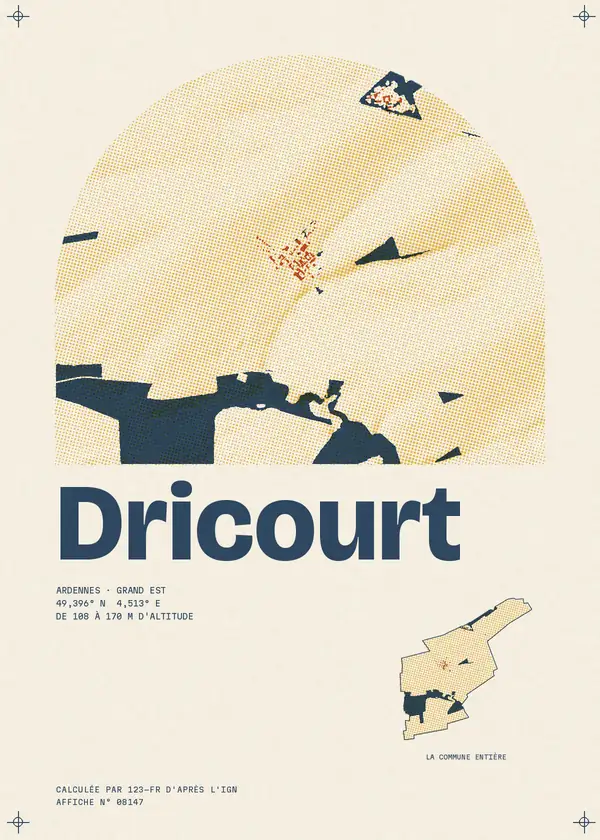 Affiche de Dricourt, calculée par 123-fr d'après l'IGN