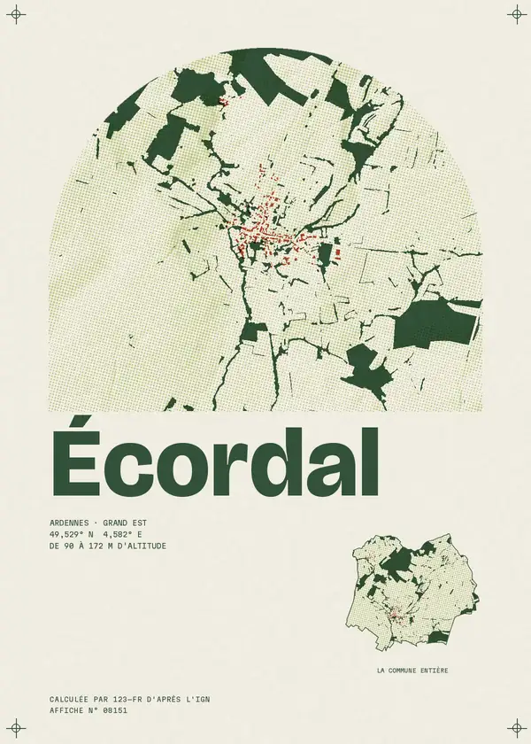 Affiche de Écordal, calculée par 123-fr d'après l'IGN