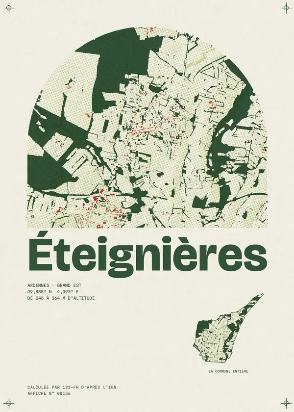 Affiche de Éteignières, calculée par 123-fr d'après l'IGN
