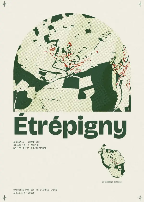 Affiche de Étrépigny, calculée par 123-fr d'après l'IGN