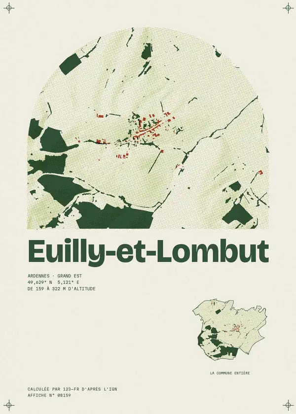 Affiche de Euilly-et-Lombut, calculée par 123-fr d'après l'IGN