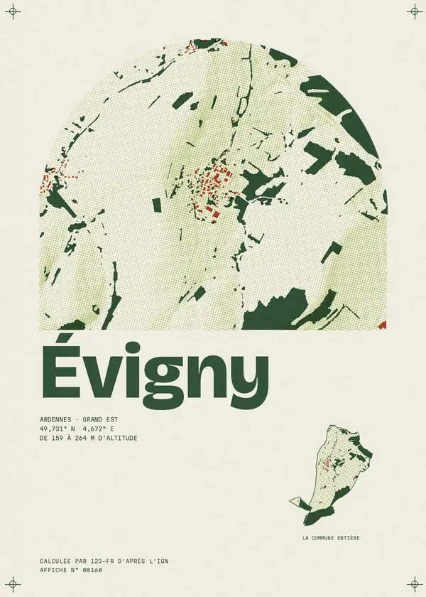 Affiche de Évigny, calculée par 123-fr d'après l'IGN