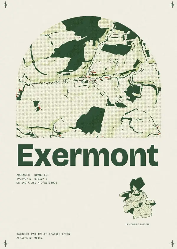 Affiche de Exermont, calculée par 123-fr d'après l'IGN