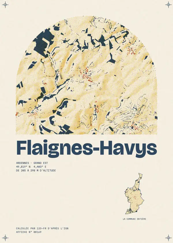 Affiche de Flaignes-Havys, calculée par 123-fr d'après l'IGN