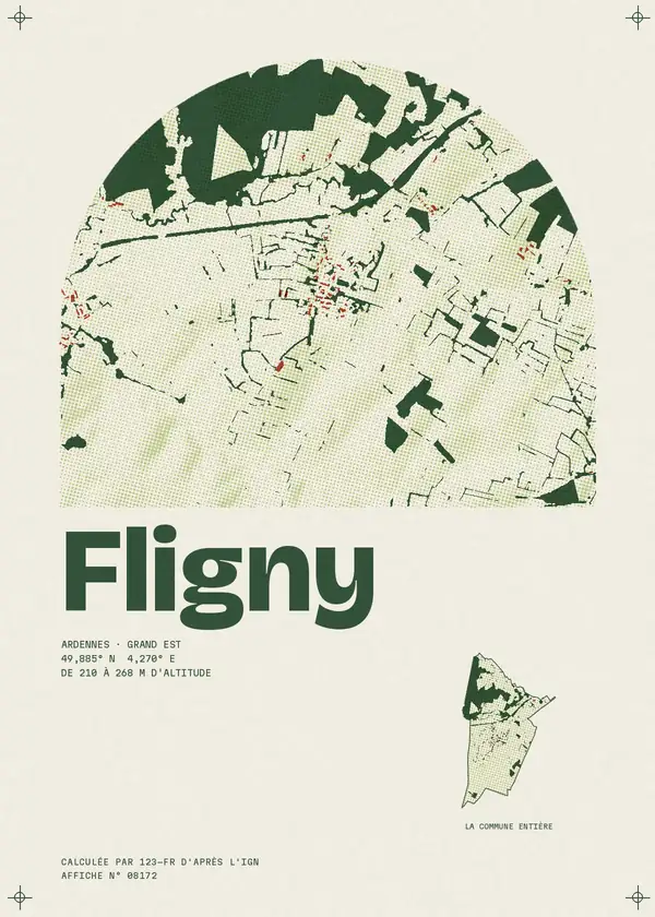 Affiche de Fligny, calculée par 123-fr d'après l'IGN
