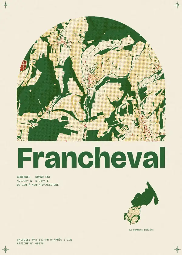 Affiche de Francheval, calculée par 123-fr d'après l'IGN