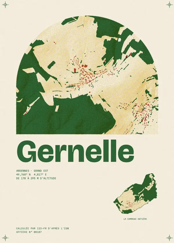 Affiche de Gernelle, calculée d'après l'IGN