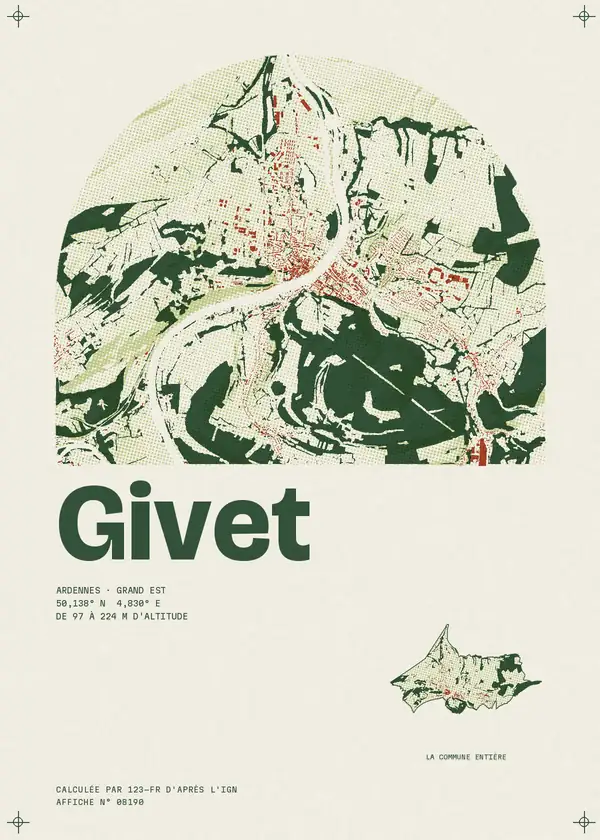 Affiche de Givet, calculée par 123-fr d'après l'IGN