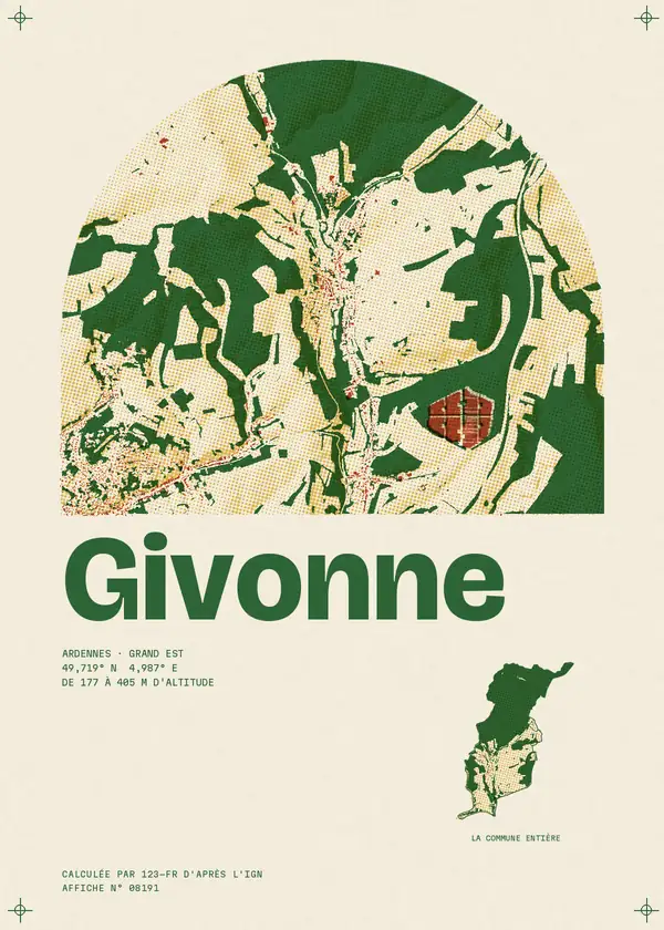 Affiche de Givonne, calculée par 123-fr d'après l'IGN