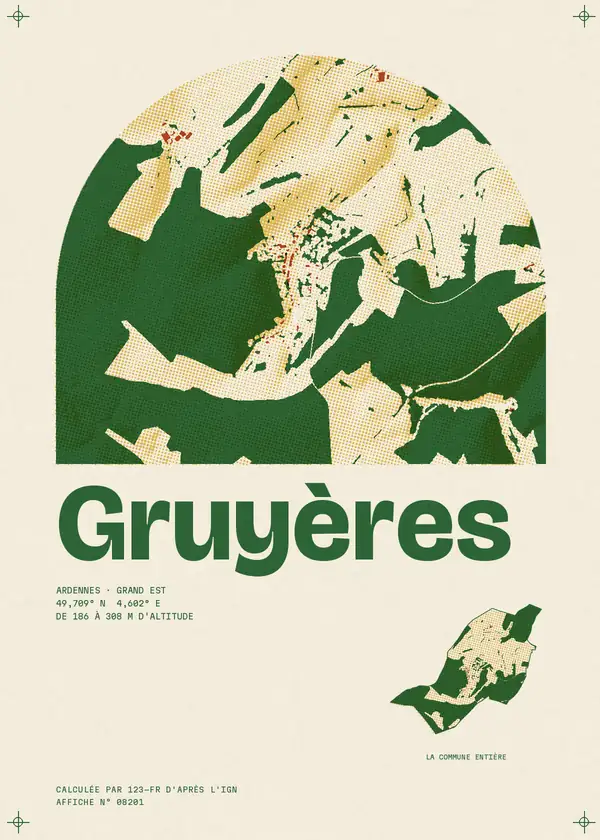 Affiche de Gruyères, calculée par 123-fr d'après l'IGN