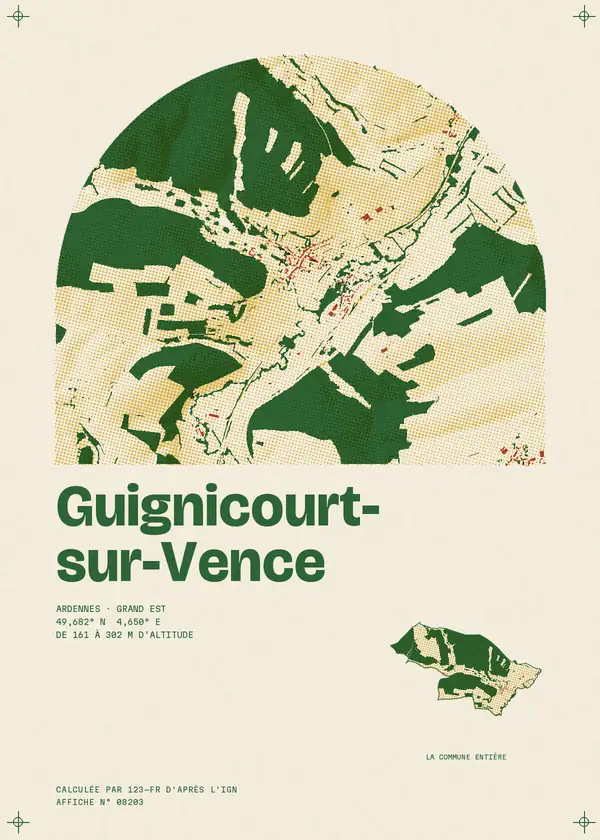 Affiche de Guignicourt-sur-Vence, calculée par 123-fr d'après l'IGN