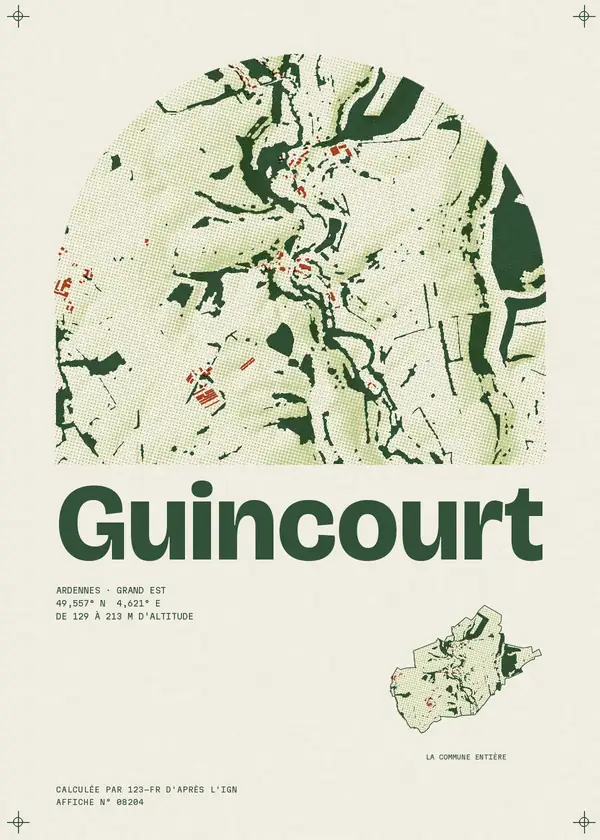 Affiche de Guincourt, calculée par 123-fr d'après l'IGN