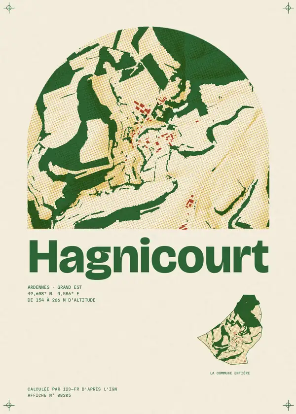 Affiche de Hagnicourt, calculée par 123-fr d'après l'IGN