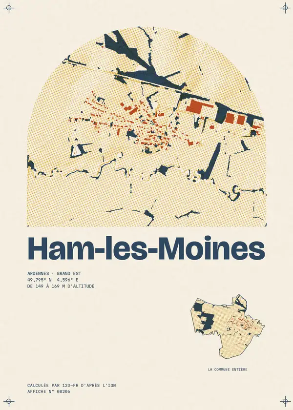 Affiche de Ham-les-Moines, calculée par 123-fr d'après l'IGN