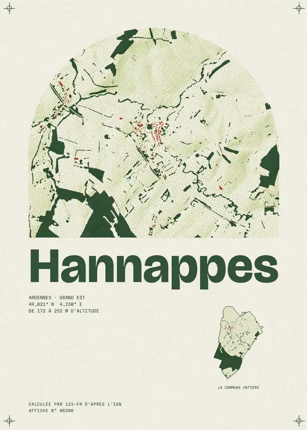 Affiche de Hannappes, calculée par 123-fr d'après l'IGN