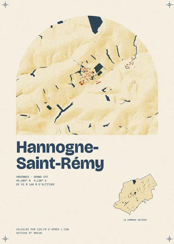 Affiche de Hannogne-Saint-Rémy, calculée d'après l'IGN