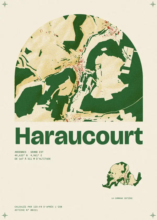 Affiche de Haraucourt, calculée par 123-fr d'après l'IGN