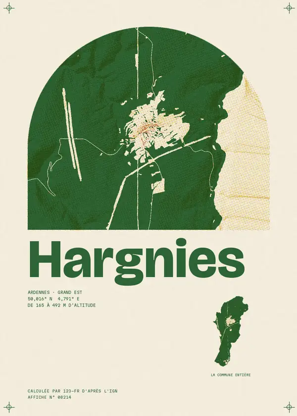 Affiche de Hargnies, calculée par 123-fr d'après l'IGN