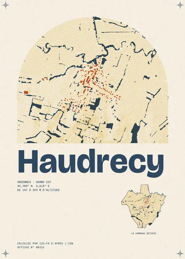 Affiche de Haudrecy, calculée par 123-fr d'après l'IGN