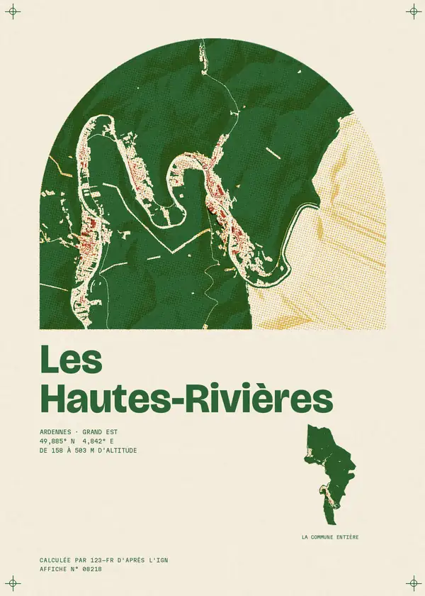 Affiche de Les Hautes-Rivières, calculée par 123-fr d'après l'IGN