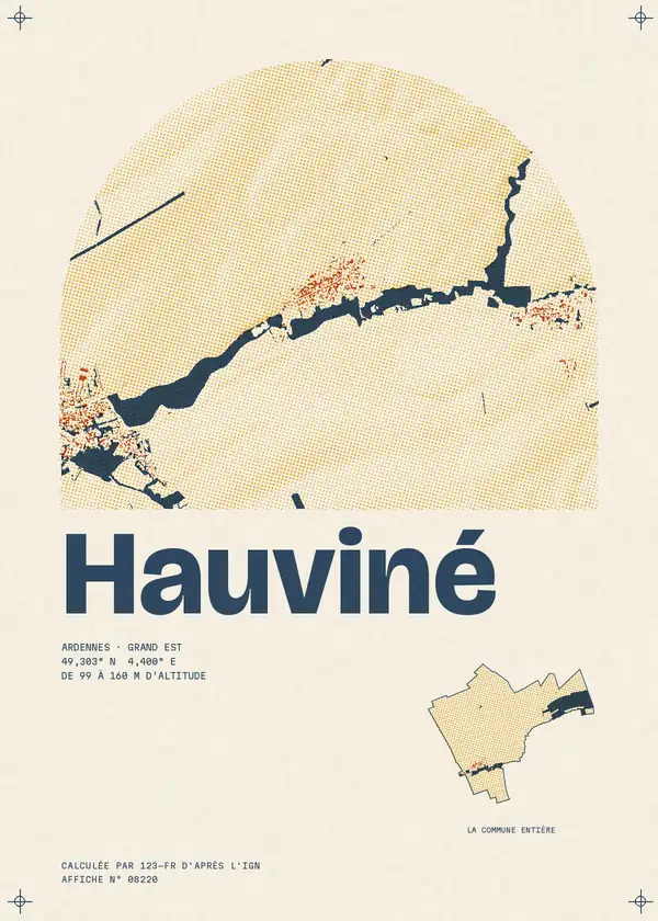 Affiche de Hauviné, calculée par 123-fr d'après l'IGN