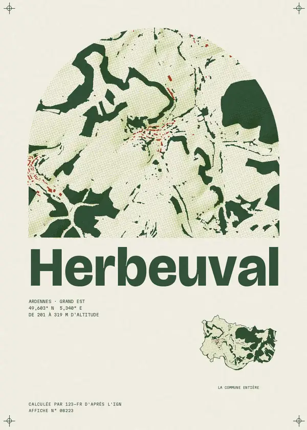 Affiche de Herbeuval, calculée par 123-fr d'après l'IGN
