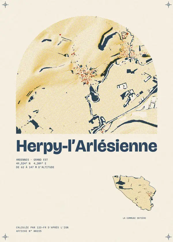 Affiche de Herpy-l'Arlésienne, calculée par 123-fr d'après l'IGN