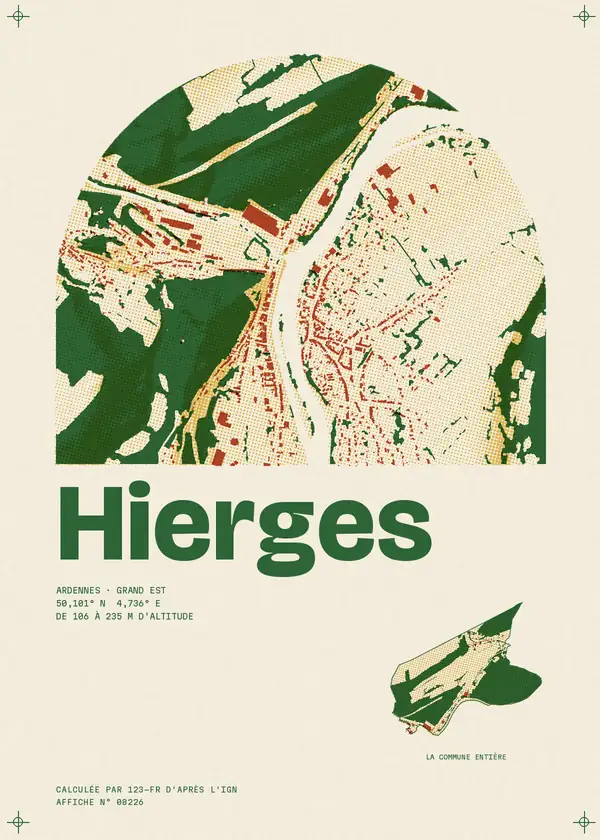 Affiche de Hierges, calculée par 123-fr d'après l'IGN