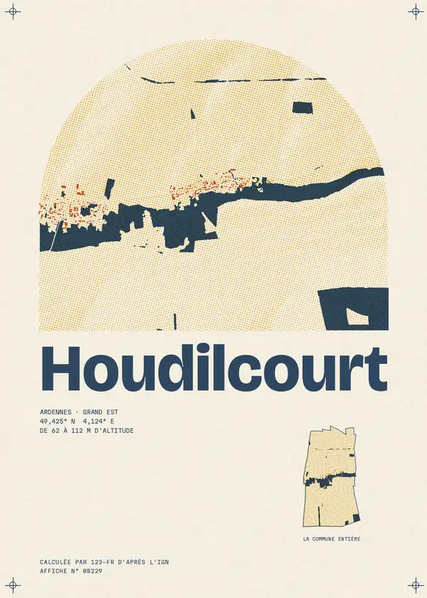 Affiche de Houdilcourt, calculée par 123-fr d'après l'IGN